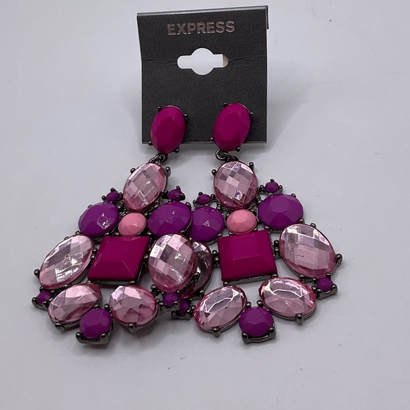 Express Vibrant Pink and Magenta Earrings - Picture 1 of 4